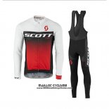 2017 Maillot Ciclismo Scott Blanc et Rouge Manches Longues et Cuissard