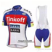 2018 Maillot Ciclismo Tinkoff Saxo Bank Rouge Bleu Manches Courtes et Cuissard
