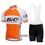 2019 Maillot Ciclismo Bic Blanc Orange Manches Courtes et Cuissard