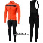 2019 Maillot Ciclismo Castelli Puro 3 Orange Noir Manches Longues et Cuissard