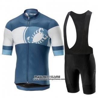 2019 Maillot Ciclismo Castelli Ruota Bleu Blanc Manches Courtes et Cuissard