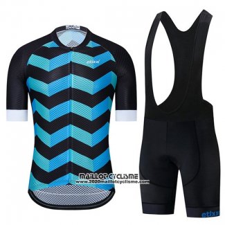 2019 Maillot Ciclismo Etixxl Bleu Noir Manches Courtes et Cuissard