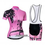 2019 Maillot Ciclismo Femme Weimostar Rose Manches Courtes et Cuissard