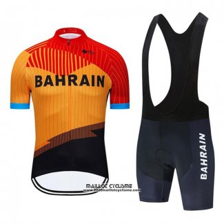 2020 Maillot Ciclismo Bahrain Orange Noir Manches Courtes et Cuissard