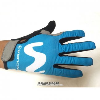 2020 Movistar Gants Doigts Longs Bleu Blanc