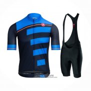 2021 Maillot Cyclisme Castelli Bleu Noir Manches Courtes et Cuissard