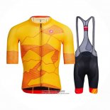 2021 Maillot Cyclisme Castelli Jaune Orange Manches Courtes et Cuissard