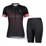 2021 Maillot Cyclisme Femme Scott Noir Rose Manches Courtes et Cuissard