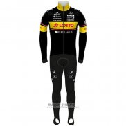 2021 Maillot Cyclisme Lotto-Kern Haus Noir Jaune Manches Longues et Cuissard