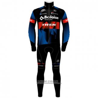 2021 Maillot Cyclisme Trek Noir Rouge Bleu Manches Longues et Cuissard