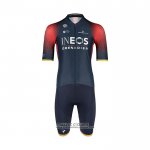 2022 Maillot Cyclisme Ineos Grenadiers Profond Bleu Rouge Manches Courtes et Cuissard