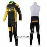 2009 Maillot Ciclismo Livestrong Jaune et Noir Manches Longues et Cuissard