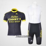 2010 Maillot Ciclismo Johnnys Noir et Jaune Manches Courtes et Cuissard