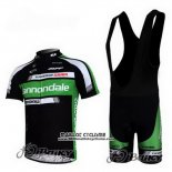 2011 Maillot Ciclismo Cannondale Noir et Vert Manches Courtes et Cuissard