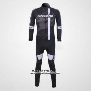 2011 Maillot Ciclismo Giordana Noir et Blanc Manches Longues et Cuissard