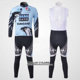 2011 Maillot Ciclismo Saxo Bank Bleu Clair Manches Longues et Cuissard