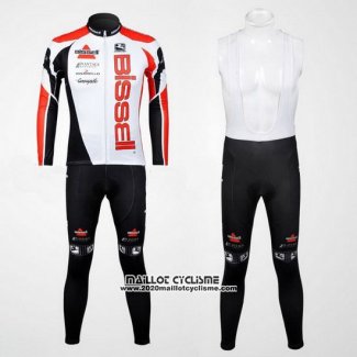 2012 Maillot Ciclismo Bissell Blanc et Rouge Manches Longues et Cuissard