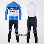 2012 Maillot Ciclismo Garmin Cervelo Blanc et Azur Manches Longues et Cuissard