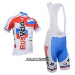 2013 Maillot Ciclismo Rusvelo Blanc et Rouge Manches Courtes et Cuissard