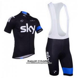 2013 Maillot Ciclismo Sky Bleu et Noir Manches Courtes et Cuissard