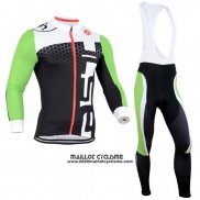 2014 Maillot Ciclismo Castelli Noir et Vert Manches Longues et Cuissard