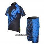 2014 Maillot Ciclismo Fox Cyclingbox Noir et Bleu Manches Courtes et Cuissard