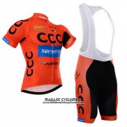 2015 Maillot Ciclismo CCC Noir et Orange Manches Courtes et Cuissard