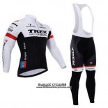 2015 Maillot Ciclismo Trek Factory Racing Factory Racing Blanc et Noir Manches Longues et Cuissard