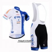 2015 Maillot Ciclismo UHC Blanc et Azur Manches Courtes et Cuissard