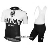 2016 Maillot Ciclismo Bianchi Noir et Blanc Manches Courtes et Cuissard