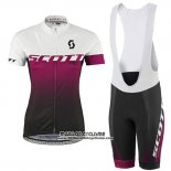 2016 Maillot Ciclismo Femme Scott Rouge et Blanc Manches Courtes et Cuissard