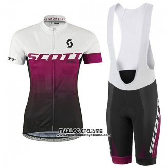 2016 Maillot Ciclismo Femme Scott Rouge et Blanc Manches Courtes et Cuissard