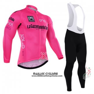 2016 Maillot Ciclismo Giro D'italie Rose et Blanc Manches Longues et Cuissard