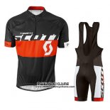 2016 Maillot Ciclismo Scott Noir et Rouge Manches Courtes et Cuissard