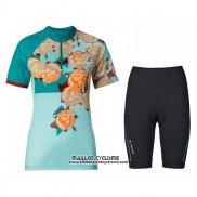 2017 Maillot Ciclismo Femme Vaude Bleu Clair Manches Courtes et Cuissard