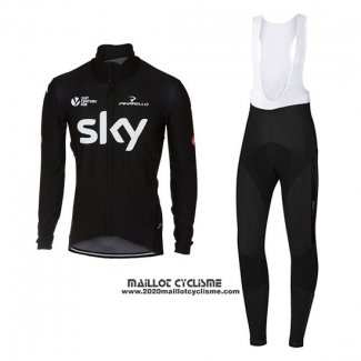 2017 Maillot Ciclismo Sky Profond Noir Manches Longues et Cuissard