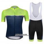 2019 Maillot Ciclismo Chomir Vert Fonce Bleu Manches Courtes et Cuissard