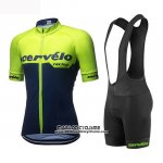 2019 Maillot Ciclismo Femme Cervelo Vert Noir Manches Courtes et Cuissard