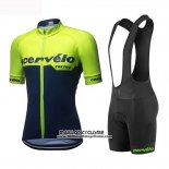 2019 Maillot Ciclismo Femme Cervelo Vert Noir Manches Courtes et Cuissard