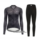 2019 Maillot Ciclismo Femme Delle Gris Manches Longues et Cuissard