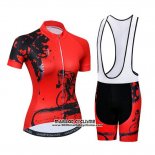 2019 Maillot Ciclismo Femme Weimostar Rouge Manches Courtes et Cuissard