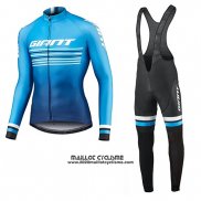 2019 Maillot Ciclismo Giant Race Day Bleu Manches Longues et Cuissard