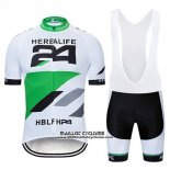2019 Maillot Ciclismo Herbalifr 24 Blanc Vert Manches Courtes et Cuissard