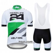 2019 Maillot Ciclismo Herbalifr 24 Blanc Vert Manches Courtes et Cuissard