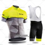 2019 Maillot Ciclismo Northwave Gris Jaune Manches Courtes et Cuissard