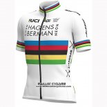 2019 Maillot Ciclismo UCI Mondo Champion Androni Giocattoli Blanc Manches Courtes et Cuissard