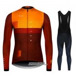 2020 Maillot Ciclismo NDLSS Marron Jaune Manches Longues et Cuissard