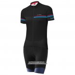 2020 Maillot Cyclisme Femme Loffler Rose Bleu Noir Manches Courtes et Cuissard