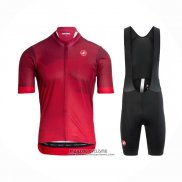 2021 Maillot Cyclisme Castelli Profond Rouge Manches Courtes et Cuissard