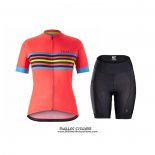 2021 Maillot Cyclisme Femme Bontrage Orange Manches Courtes et Cuissard